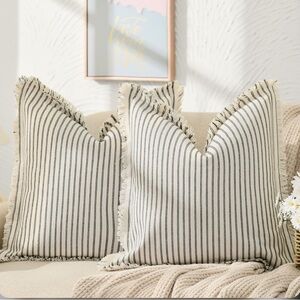 Euro Shams Striped Woven Cotton-Set of 2